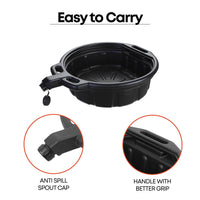 Oil Drain Pan, 2 Gallon Capacity, with Spout Cap