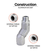 Dual Plane Fuel Nozzle Swivel, 3/4" NPT