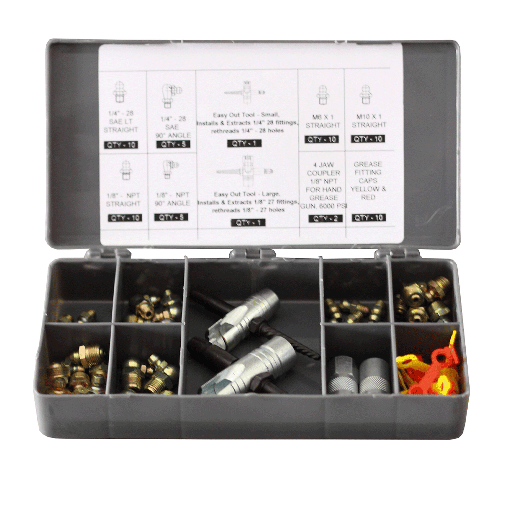 Prolube 65 Pcs Grease Fitting And Assortments Set Groz Usa 